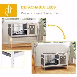 PawHut Wooden Rabbit Hutch, Small Animal House w/ Removable Tray, Openable Roof - Additional view 6