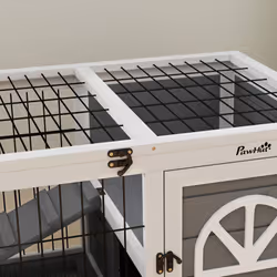 PawHut Wooden Rabbit Hutch, Small Animal House w/ Removable Tray, Openable Roof - Additional view 7