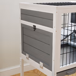 PawHut Wooden Rabbit Hutch, Small Animal House w/ Removable Tray, Openable Roof - Additional view 8