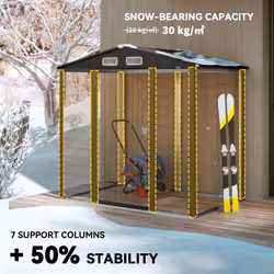 Outsunny 6.2 x 4.3ft Garden Metal Shed with Vent for Garden, Patio, Oak