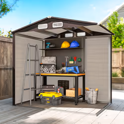 Outsunny 6.2 x 4.3ft Garden Metal Shed with Vent for Garden, Patio, Oak - Additional view 7