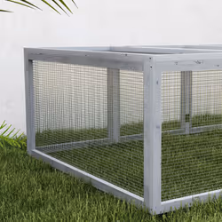 PawHut Wooden Rabbit Hutch Cage House with Wire Mesh, Grey - Additional view 6