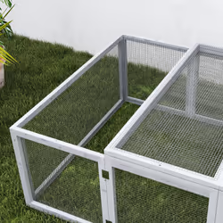 PawHut Wooden Rabbit Hutch Cage House with Wire Mesh, Grey - Additional view 7