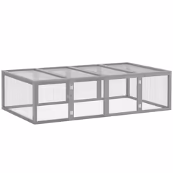 PawHut Wooden Rabbit Hutch Cage House with Wire Mesh, Grey - Additional view 8