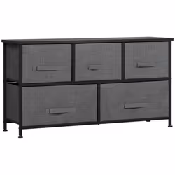 HOMCOM Chest of Drawers, 5 Drawer Fabric Dresser for Bedroom, Dark Grey