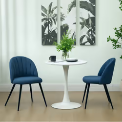 HOMCOM Set of 2 Dining Chairs with Shell Backrest and Padded Seat - Blue