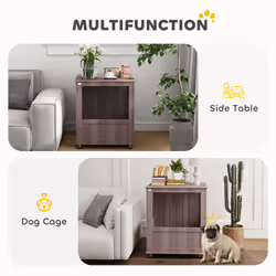 PawHut Dog Crate Kennel Cage for Small Dog, Indoor End Table, Purple