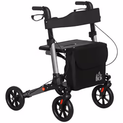HOMCOM 4 Wheel Rollator Walker,  Adjustable Mobility Walker with Bag, Silver - Additional view 8