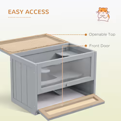 PawHut 2 Levels Wooden Hamster Cage Mice Rodents Hutch Small Animals - Additional view 4