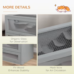 PawHut 2 Levels Wooden Hamster Cage Mice Rodents Hutch Small Animals - Additional view 5