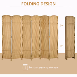 HOMCOM 6 Panel Folding Room Divider, Privacy Screen, 240 x 170cm