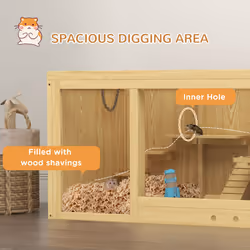 PawHut Wooden Hamster Cage with Water Bottle, Platforms, Openable Roof - Additional view 5