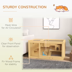 PawHut Wooden Hamster Cage with Water Bottle, Platforms, Openable Roof - Additional view 6