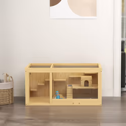 PawHut Wooden Hamster Cage with Water Bottle, Platforms, Openable Roof - Additional view 7