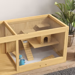 PawHut Wooden Hamster Cage with Water Bottle, Platforms, Openable Roof - Additional view 8