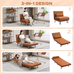 HOMCOM Folding 5 Position Convertible Sleeper Chair Bed Coffee
