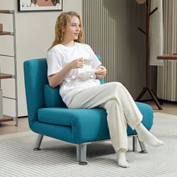 HOMCOM Folding 5 Position Convertible Sleeper Chair Bed Dark Blue