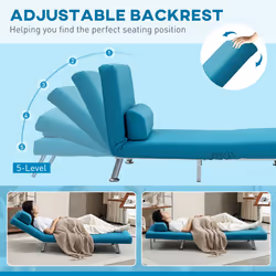 HOMCOM Folding 5 Position Convertible Sleeper Chair Bed Dark Blue