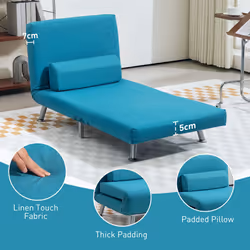 HOMCOM Folding 5 Position Convertible Sleeper Chair Bed Dark Blue - Additional view 4
