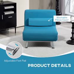 HOMCOM Folding 5 Position Convertible Sleeper Chair Bed Dark Blue - Additional view 6
