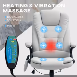 HOMCOM Heated Vibrating Massage Chair with Reclining Function, Light Grey