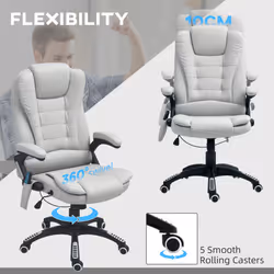 HOMCOM Heated Vibrating Massage Chair with Reclining Function, Light Grey