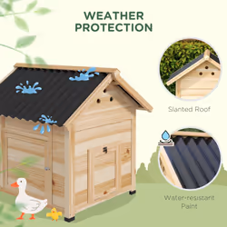 PawHut Wooden Duck House, Poultry Coop with Double Doors, Openable Roof - Additional view 4