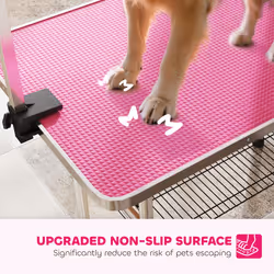 PawHut Metal Adjustable Dog Grooming Table Rubber Top 2 Safety Slings Mesh - Additional view 5