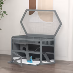 PawHut 3 Tier Wooden Hamster Cage Gerbil Play Centre w/ Sliding Tray Ramps - Additional view 7