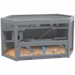 PawHut 3 Tier Wooden Hamster Cage Gerbil Play Centre w/ Sliding Tray Ramps - Additional view 8