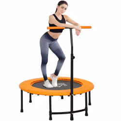 HOMCOM 40" Mini Trampoline, Rebounder Jumper w/ Adjustable Handle, Orange - Additional view 8