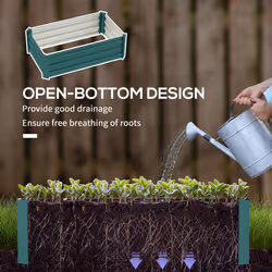 Outsunny Set of 2 Raised Garden Bed Galvanised Planter Box, Green