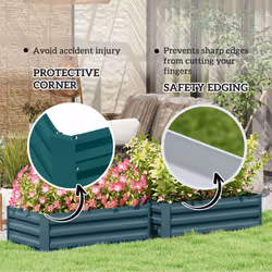 Outsunny Set of 2 Raised Garden Bed Galvanised Planter Box, Green - Additional view 4