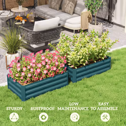 Outsunny Set of 2 Raised Garden Bed Galvanised Planter Box, Green - Additional view 5