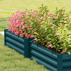 Outsunny Set of 2 Raised Garden Bed Galvanised Planter Box, Green - Additional view 7