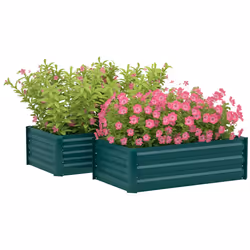 Outsunny Set of 2 Raised Garden Bed Galvanised Planter Box, Green - Additional view 8