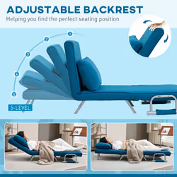 HOMCOM Single Folding 5 Position Convertible Guest Sleeper Chair Bed, Blue