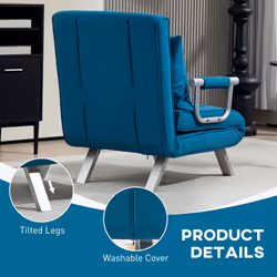 HOMCOM Single Folding 5 Position Convertible Guest Sleeper Chair Bed, Blue - Additional view 5