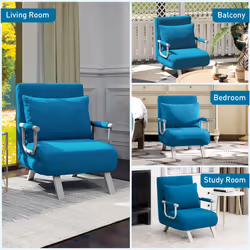 HOMCOM Single Folding 5 Position Convertible Guest Sleeper Chair Bed, Blue - Additional view 6
