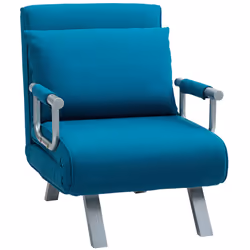 HOMCOM Single Folding 5 Position Convertible Guest Sleeper Chair Bed, Blue - Additional view 7