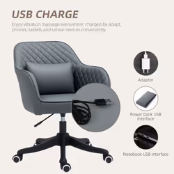Vinsetto Office Chair with Rechargeable Vibration Massage, Grey