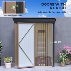 Outsunny Steel Garden Shed, Small Lean-to Shed for Bike, 5x3 ft Brown - Additional view 6