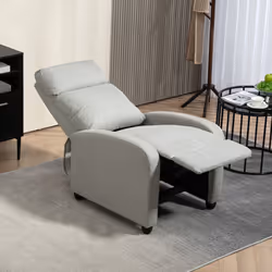 HOMCOM Linen Fabric Reclining Chair with Padded Seat, Light Grey