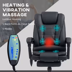Vinsetto Ergonomic Heated 6 Points Vibration Massage Executive Chair Black