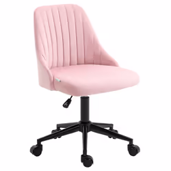 Vinsetto Velvet Office Chair with Adjustable Height and Wheels, Pink - Additional view 7