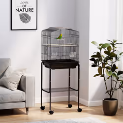 PawHut Bird Cage for Budgie Finch Canary Parakeet W/ Stand Tray Black