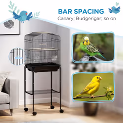 PawHut Bird Cage for Budgie Finch Canary Parakeet W/ Stand Tray Black - Additional view 4