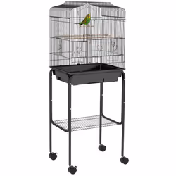 PawHut Bird Cage for Budgie Finch Canary Parakeet W/ Stand Tray Black - Additional view 8