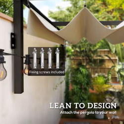 Outsunny 2 x 3(m) Wall Mounted Pergola with Retractable Roof, Khaki