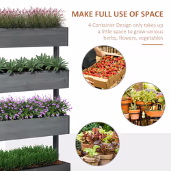 Outsunny Raised Garden Bed Wooden Plant Stand Grey